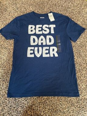 BEST DAD EVER Navy Graphic Tee Mens Size Small Relaxed Fit | NWT